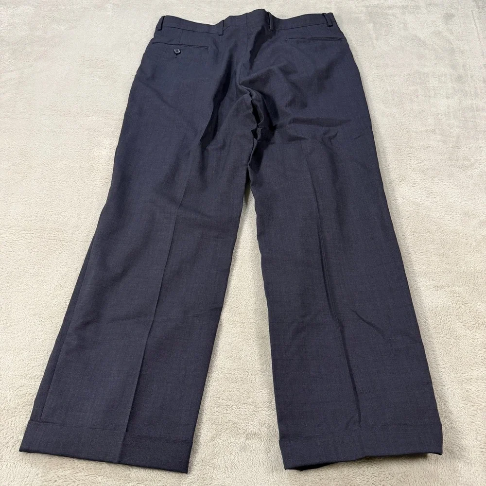 Jos A Bank Mens 42R Gordon Navy Blue Wool 2 Button Suit Pleated Cuffed 36x28
